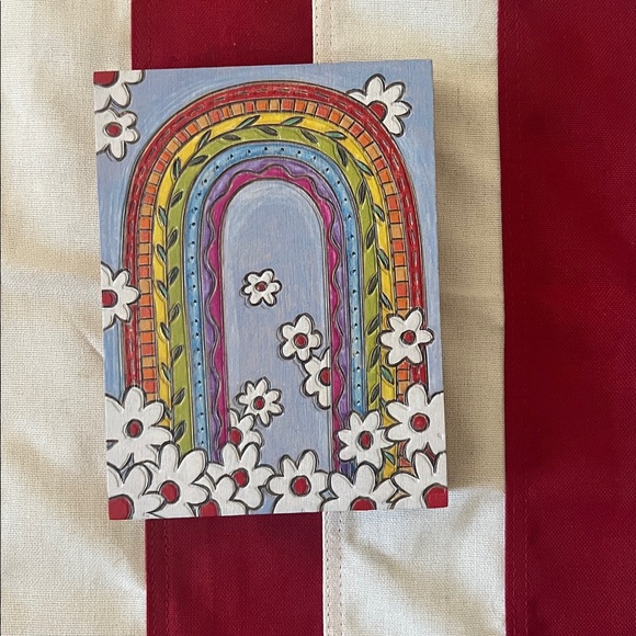 Rainbow and daisy wood wall block - Picture 2 of 10